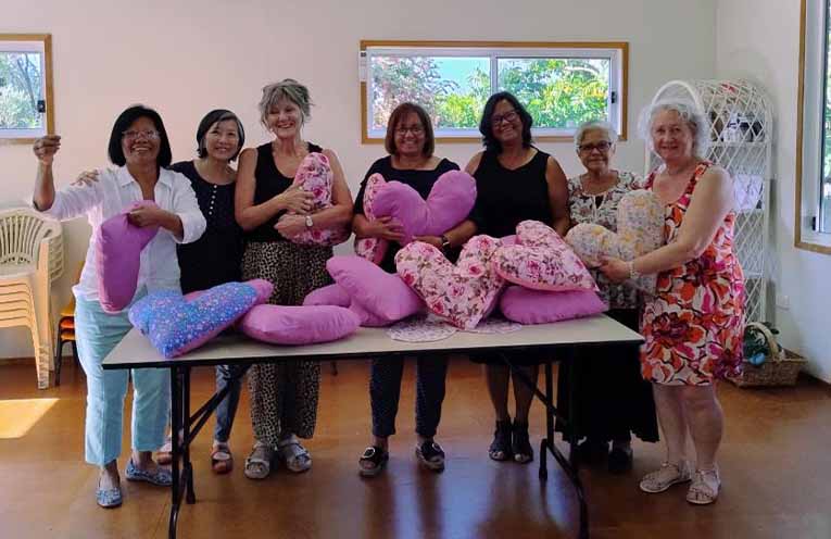Love in every stitch: Heart shaped pillows created for breast cancer patients