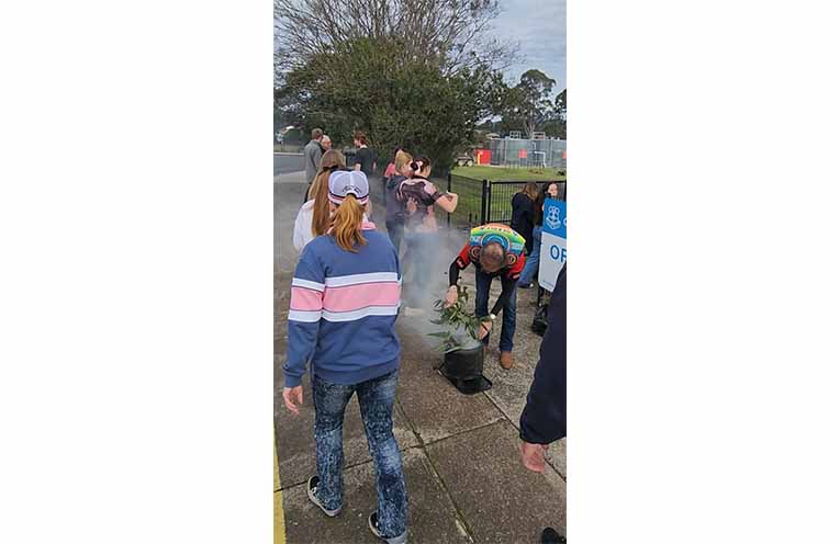 Students being welcomed by the smoking ceremony. Photo:supplied