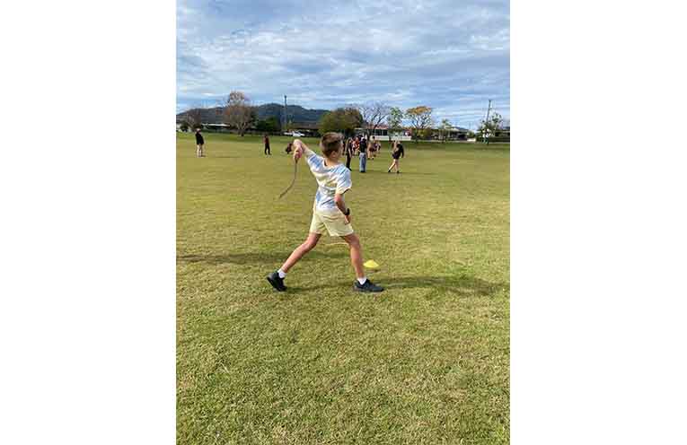 Max demonstrating his boomerang throwing skills.