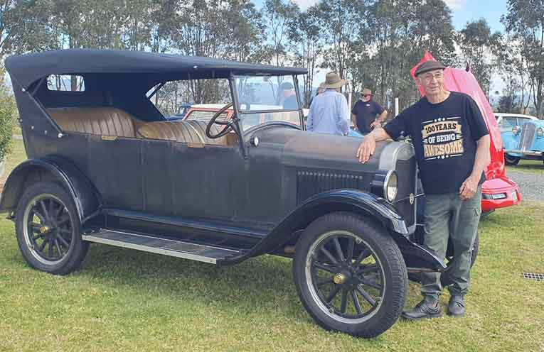 Peter Jackson with a 1926 Chevrolet. Photo: Supplied.