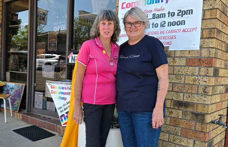 Buckett’s of Pride Gloucester president Madonna O’Brien and secretary Diann Relf are working to raise awareness of mental health and encourage important conversations across the community. Photo: Sonja Duncan.